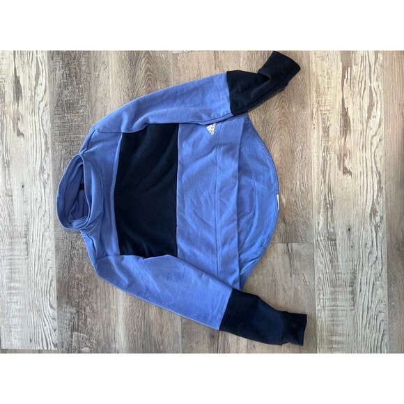 Adidas Crop Cowl Neck Sweater Sweatshirt Hoodie Pullover Colorblock XS Purple bl - Picture 1 of 3